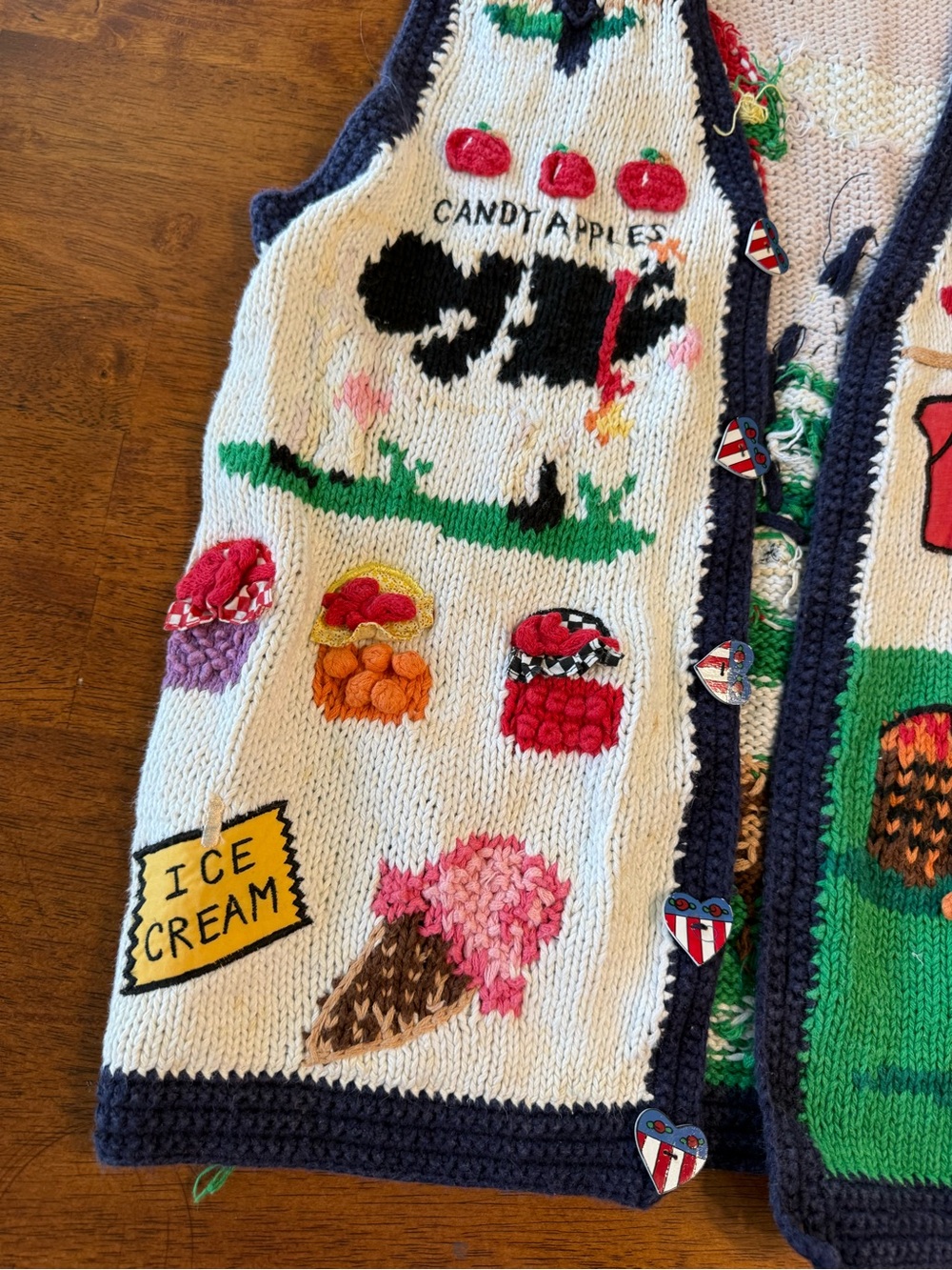 Vtg 90s Eagle's Eye Farm Country Cow Festival Sweater Vest Grandmacore Cotton M - Picture 2 of 11